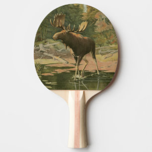 Moose Walking in Water Ping Pong Paddle