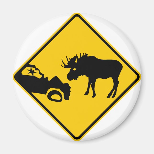 Moose Warning Sign from Gros Morne National Park Magnet (Front)