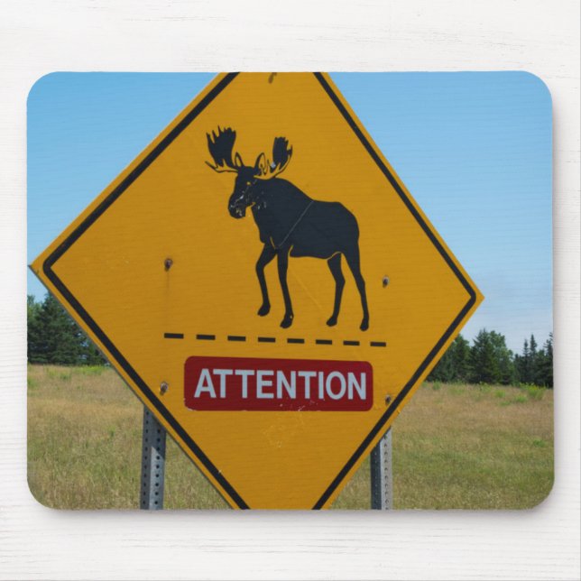 Moose Warning Sign Mouse Mat (Front)