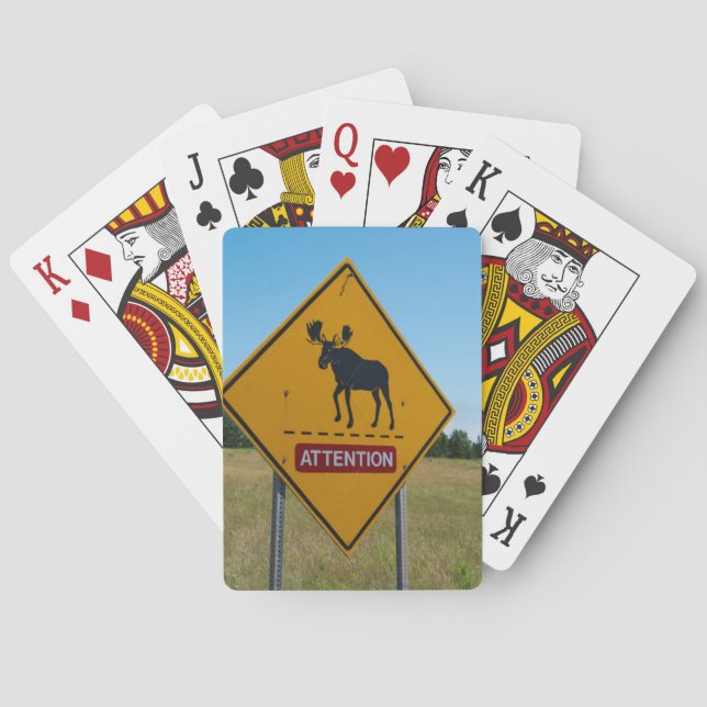 Moose Warning Sign Playing Cards (Back)