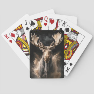Moose Wild Animal Elegant Dramatic Mist Portrait Playing Cards