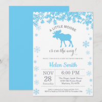 Moose Winter Boy Baby Shower Snowflake Invitation