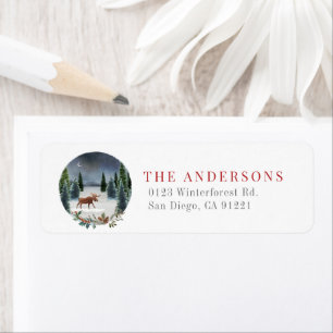 Moose Winter Night Forest Return Address
