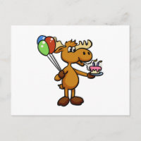 Moose with balloon and cake | choose back colour