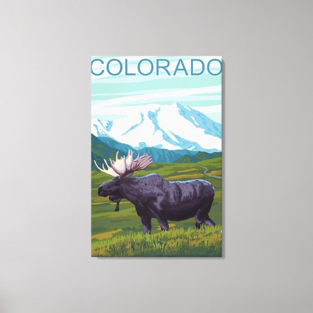 Moose with MountainColorado Canvas Print (Front)