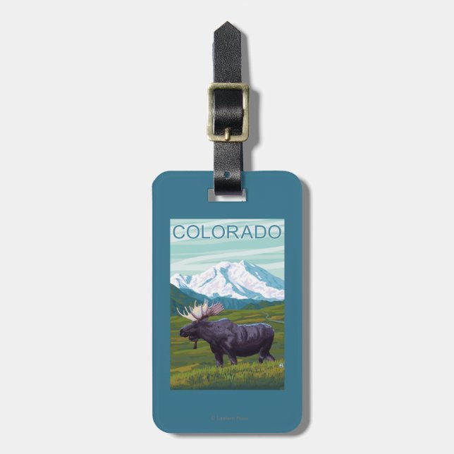 Moose with MountainColorado Luggage Tag (Front Vertical)
