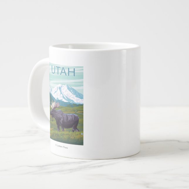 Moose with MountainUtah Large Coffee Mug (Front Left)