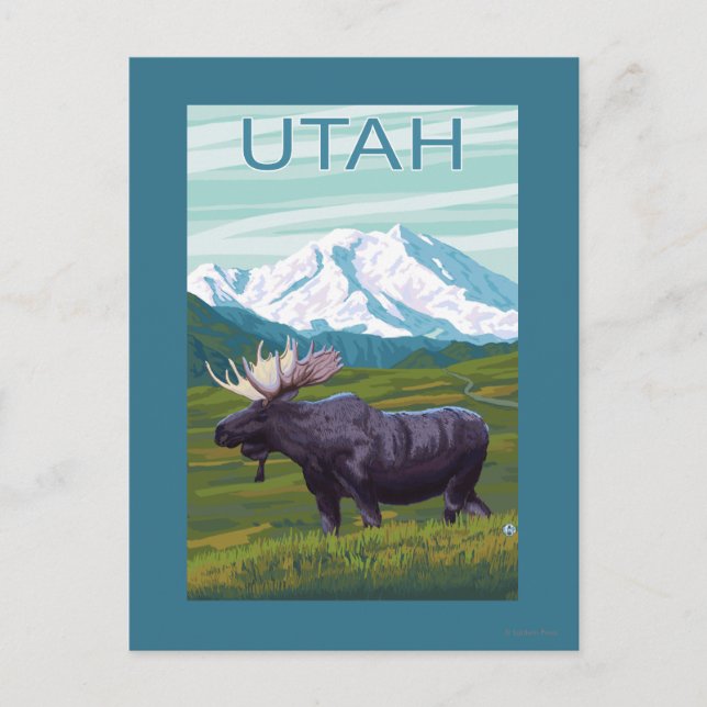Moose with MountainUtah Postcard (Front)
