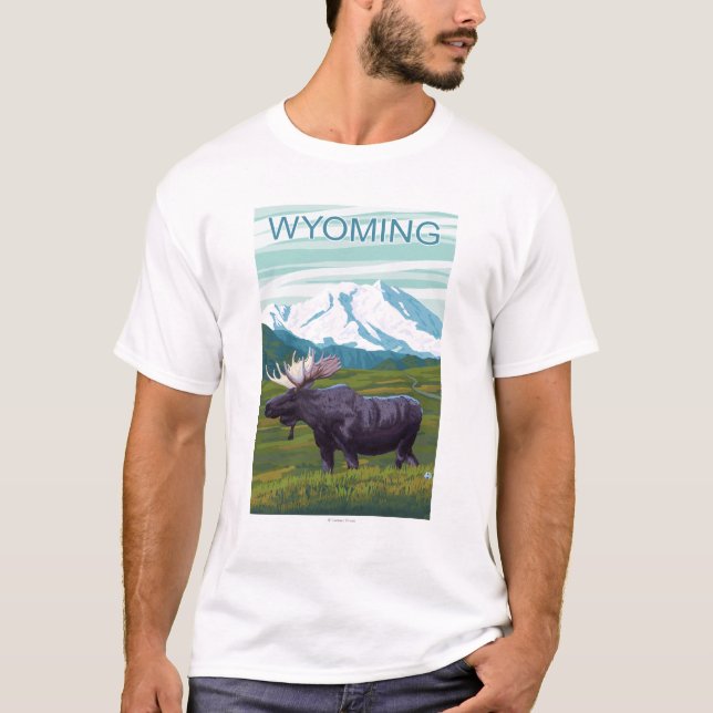 Moose with MountainWyoming T-Shirt (Front)