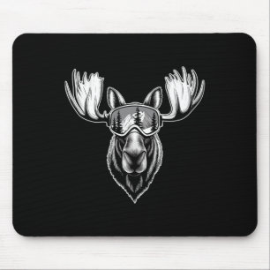 Moose With Ski Goggles Skiing Snowboarding Winter Mouse Mat