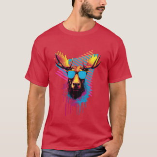 Moose with sunglasses 80s 90s gift T-Shirt