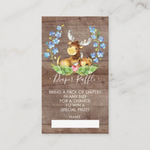 Moose Woodland Baby Shower Diaper Raffle Ticket Enclosure Card