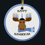 Moosed Happy Hanukkah Funny Hanukkah Ceramic Tree Decoration<br><div class="desc">This silly moose is decorated for Hanukkah on this funny ornament which can be personalised with ANY message you like!</div>