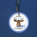 Moosed Happy Hanukkah Funny Hanukkah Ceramic Tree Decoration<br><div class="desc">This silly moose is decorated for Hanukkah on this funny ornament which can be personalised with ANY message you like!</div>