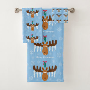 Moosehead_Icicle Antlers_Mistletoe_Merry Kissmoose Bath Towel Set