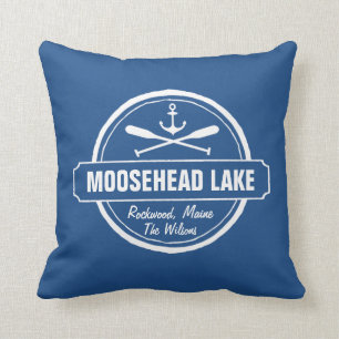 Moosehead Lake Maine anchor custom town and name Cushion