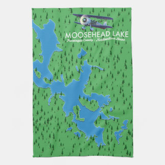 Moosehead Lake,Piscataquis County map Kitchen Towe Tea Towel