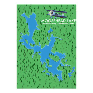 Moosehead Lake,Piscataquis County map Photo Print