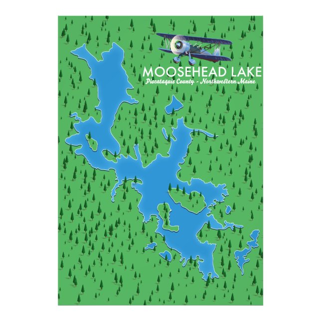 Moosehead Lake,Piscataquis County map Photo Print (Front)