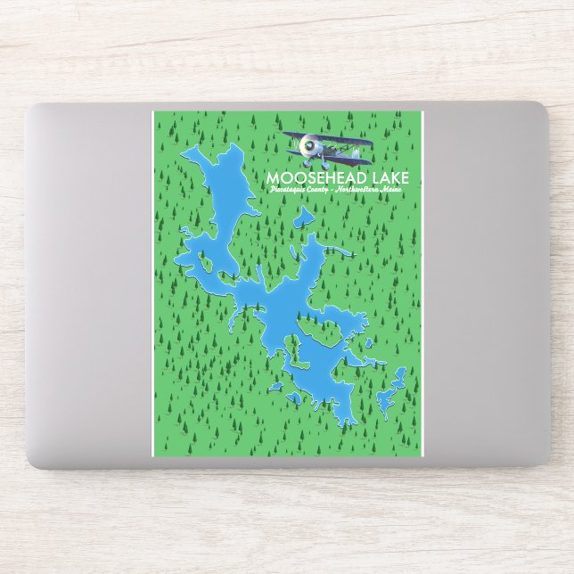 Moosehead Lake,Piscataquis County map Sticker (Computer)