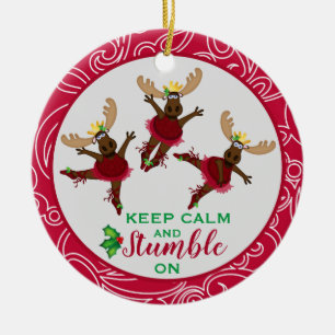 Mooserina the Clumsy Moose Christmas Keep Calm Ceramic Tree Decoration