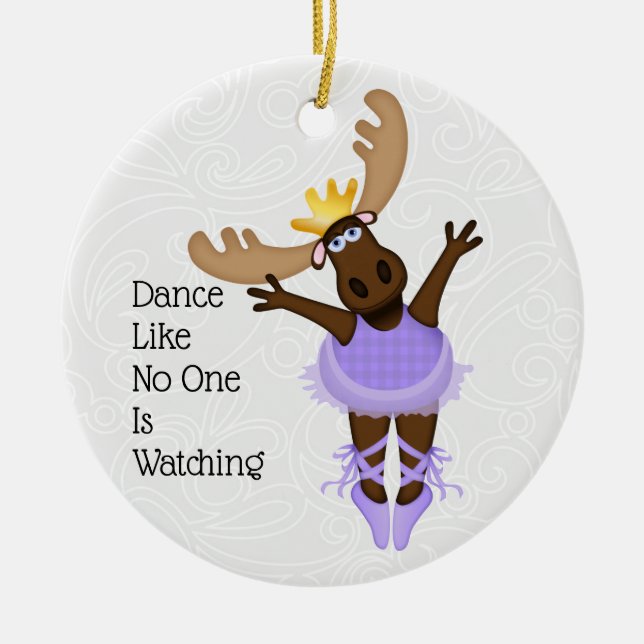 Mooserina the Clumsy Moose I Hope You Dance Ceramic Tree Decoration (Front)