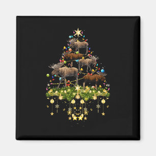 Mooses Christmas Tree Lights Holiday Moose Xmas  Magnet