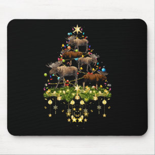 Mooses Christmas Tree Lights Holiday Moose Xmas Mouse Mat