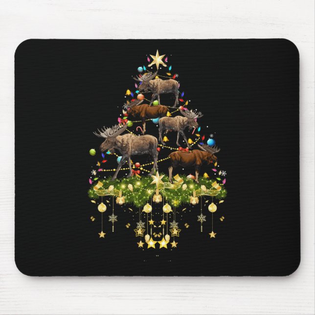 Mooses Christmas Tree Lights Holiday Moose Xmas  Mouse Mat (Front)