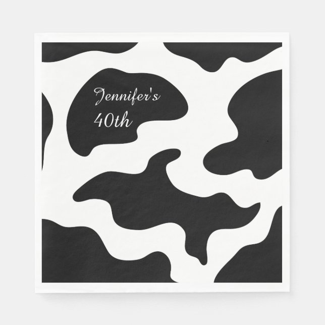 Moosicians Cow Funny Birthday Party Napkin (Front)