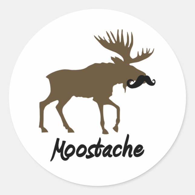 Moostache Classic Round Sticker (Front)