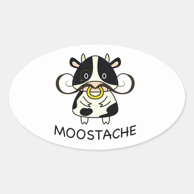 Moostache Oval Sticker (Front)