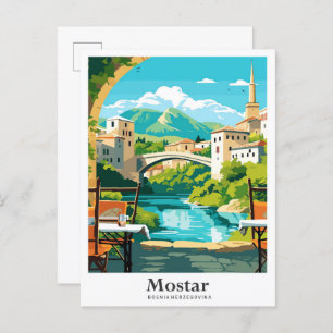 Moostar Bosnia Herzegovina Travel Illustration Postcard