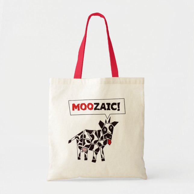 Moozaic! – Funny Cow Mosaic Pattern Tote Bag (Front)