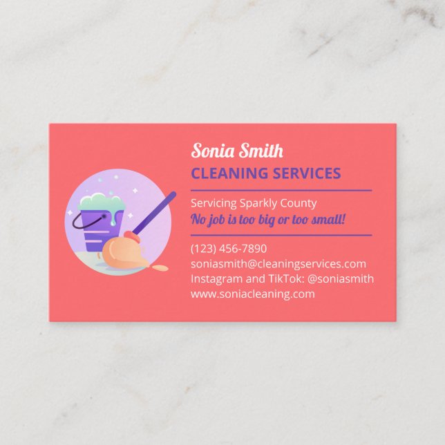 Mop and Bucket Cleaning Service Business Card (Front)