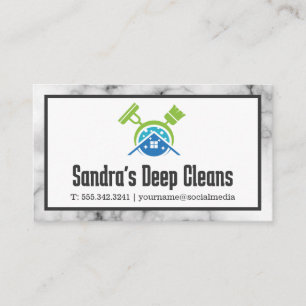 Mop Broom Cleaner Supplies Home Logo Business Card