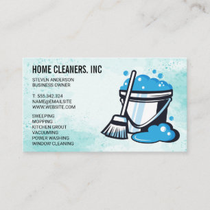 Mop Bucket   Janitor   Maid   Cleaners Business Card