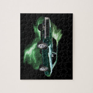 Mopar: '68 Dodge Charger with green lightning Jigsaw Puzzle