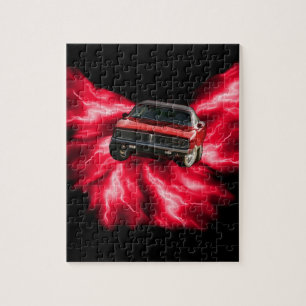 Mopar: '69 Charger on red lightning Jigsaw Puzzle