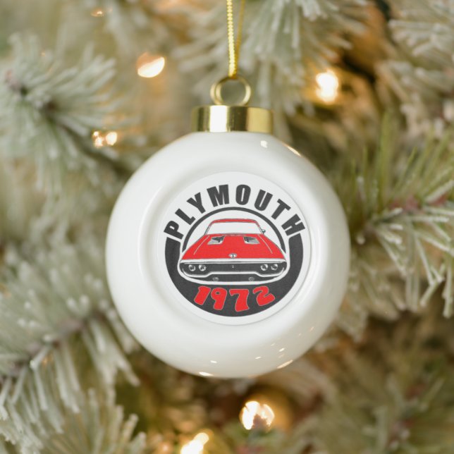 Mopar - Plymouth Roadrunner Satellite Musclecar  Ceramic Ball Christmas Ornament (Tree)