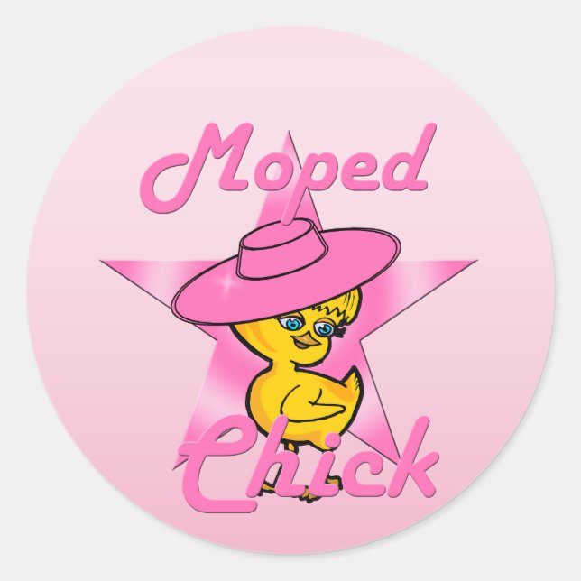 Moped Chick #8 Classic Round Sticker (Front)