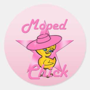 Moped Chick #8 Classic Round Sticker