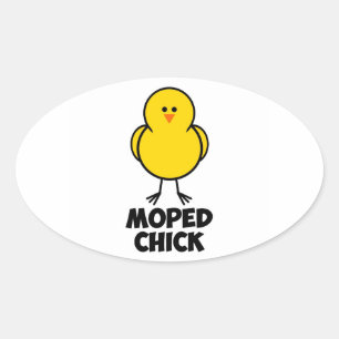 Moped Chick Oval Sticker
