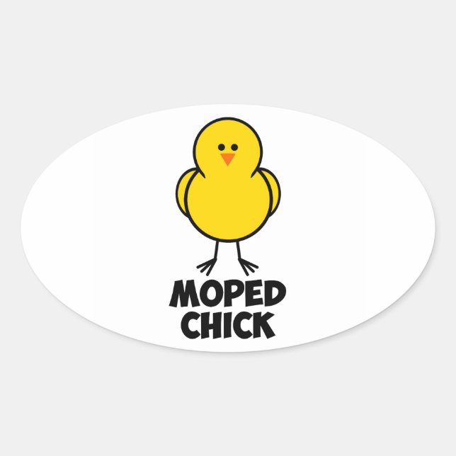 Moped Chick Oval Sticker (Front)