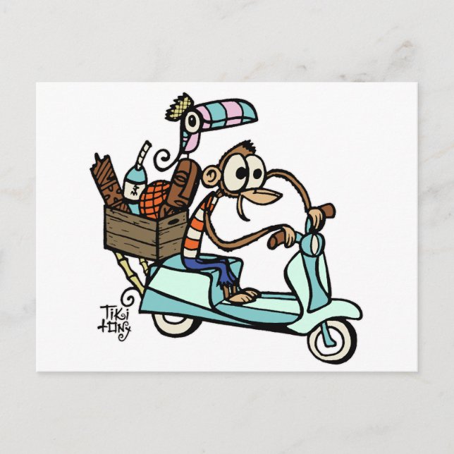 Moped Monkey Beachcomber Vacation! Postcard (Front)