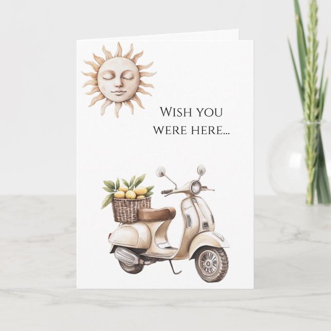 Moped Motor Bike Sun Wish you were here Card (Front)