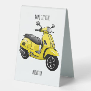 Moped motorcycle cartoon illustration