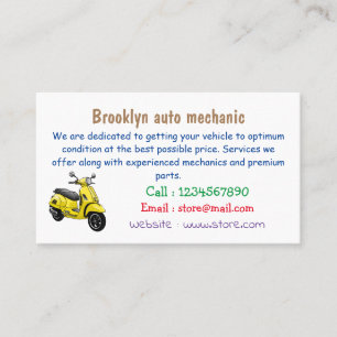 Moped motorcycle cartoon illustration business card