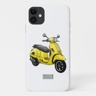 Moped motorcycle cartoon illustration iPhone 11 case