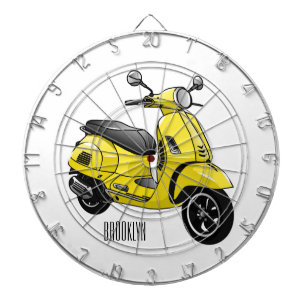 Moped motorcycle cartoon illustration dartboard